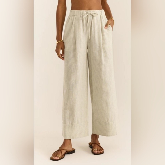 Z Supply Casita Linen Stripe Coastal Trousers - Picture 1 of 6